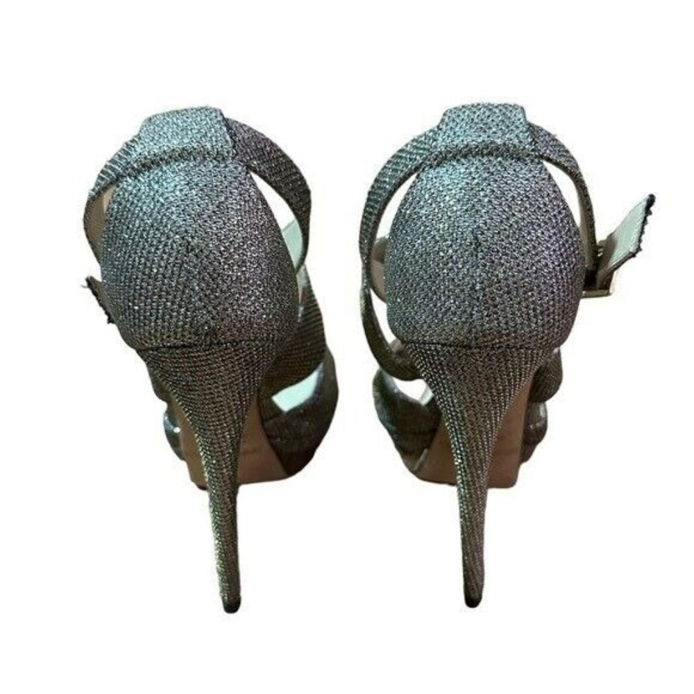 Jimmy Choo Silver Lamé Glitter Kuki Platform Sandals Size 38.5 - Picture 5 of 7